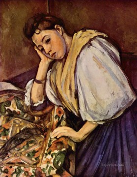 肘をついて休むイタリア人の少女 ポール・セザンヌ Oil Paintings